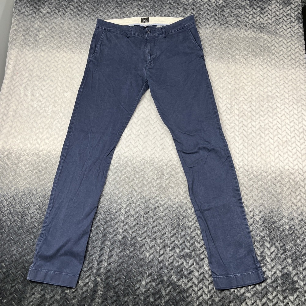 J. Crew 484 Stretch Straight Chino Pants Mens 32x34" Navy Blue Flat Front